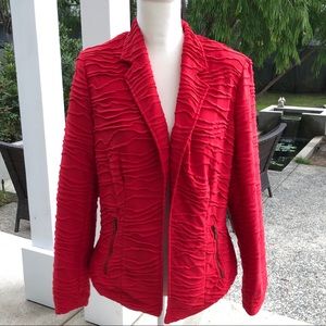 Chico’s Cherry Red Jacket with Tucking design, sz M